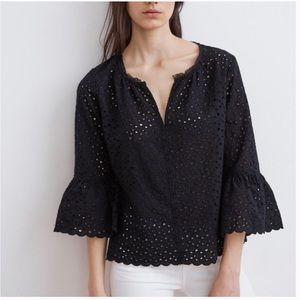 Velvet by Graham & Spencer Saidee Eyelet Bell-Sleeve Top